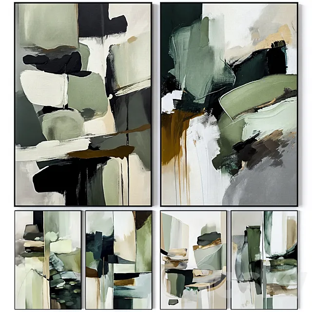 Set of large wall paintings 2938 3D Model