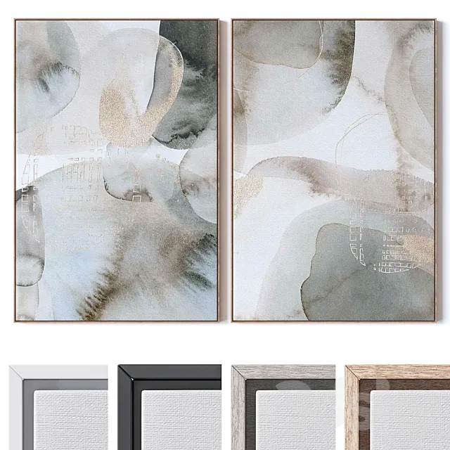 Set of large wall paintings 2996 3D Model