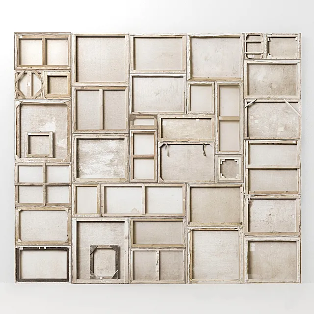 Set of light stretchers with paintings 3DModel Set of light stretchers with paintings 3DModel