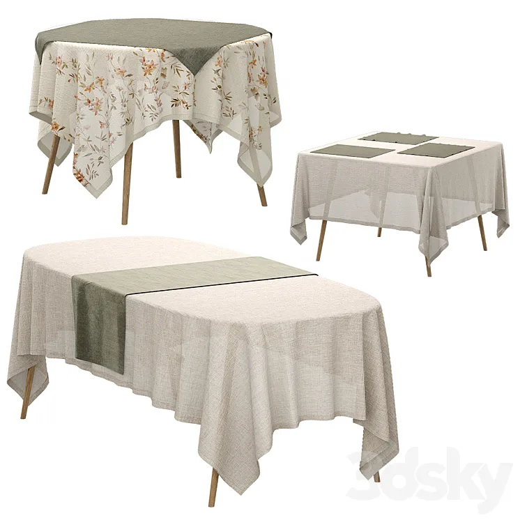 Set of linen tablecloths 3D Model Free Download Set of linen tablecloths 3D Model Free Download