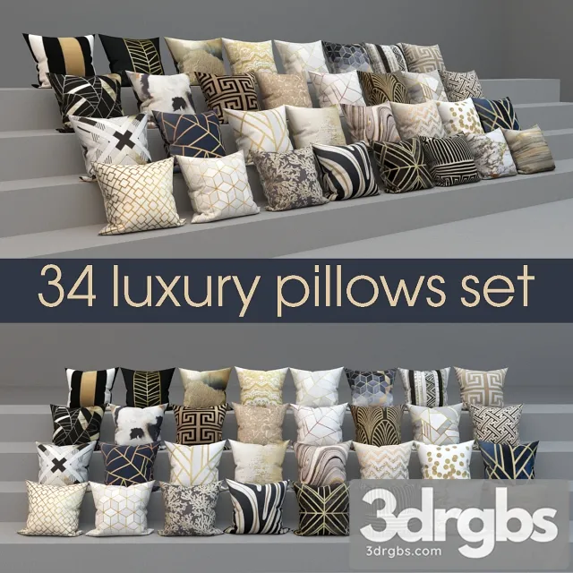 Set Of Luxury 34 Pillows 3D Model Download Set Of Luxury 34 Pillows 3D Model Download