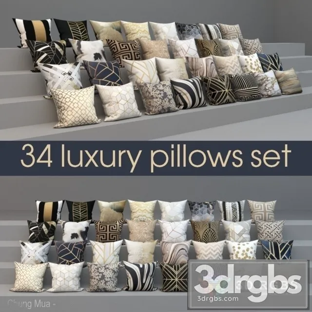 Set Of Luxury 34 Pillows Set Of 34 Pillows 3D Model Download Set Of Luxury 34 Pillows Set Of 34 Pillows 3D Model Download