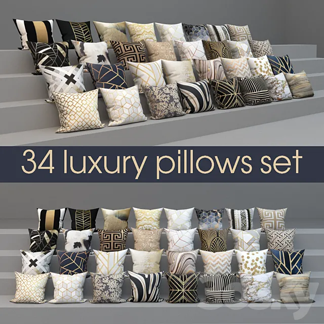 Set of luxury 34 pillows. set of 34 pillows 3DModel Set of luxury 34 pillows. set of 34 pillows 3DModel