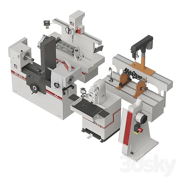 Set of machines 3D Model Free Download Set of machines 3D Model Free Download
