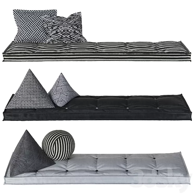 Set of matresses 2 Black and White 3D Model Set of matresses 2 Black and White 3D Model