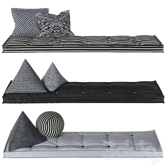 Set of matresses 2 Black and White 3DModel Set of matresses 2 Black and White 3DModel