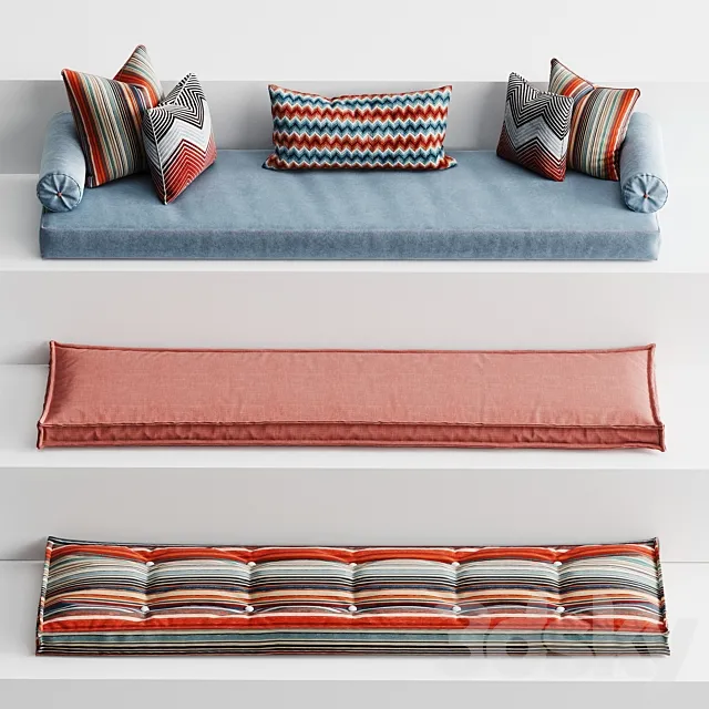 Set of mattresses for windowsill 3DModel Set of mattresses for windowsill 3DModel