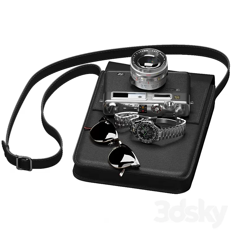 Set of men’s accessories 3D Model Free Download