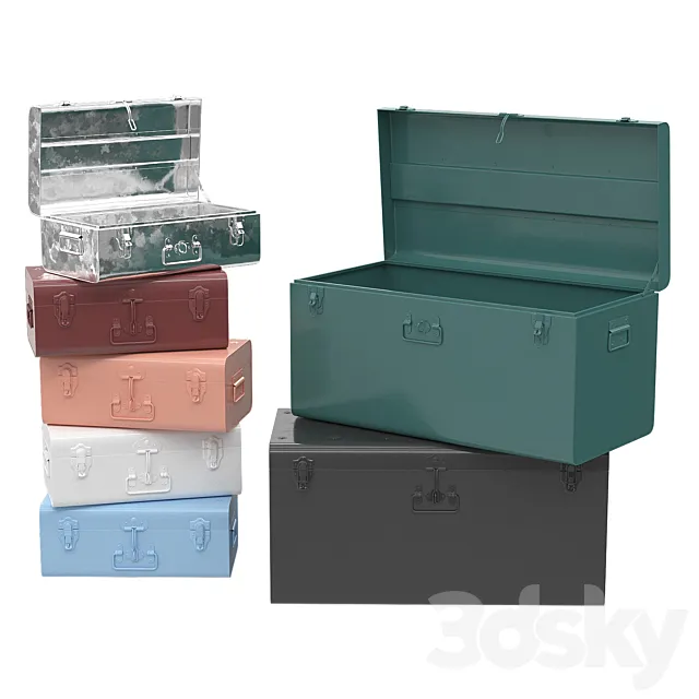 Set of metal chests Denise 3D Model Set of metal chests Denise 3D Model