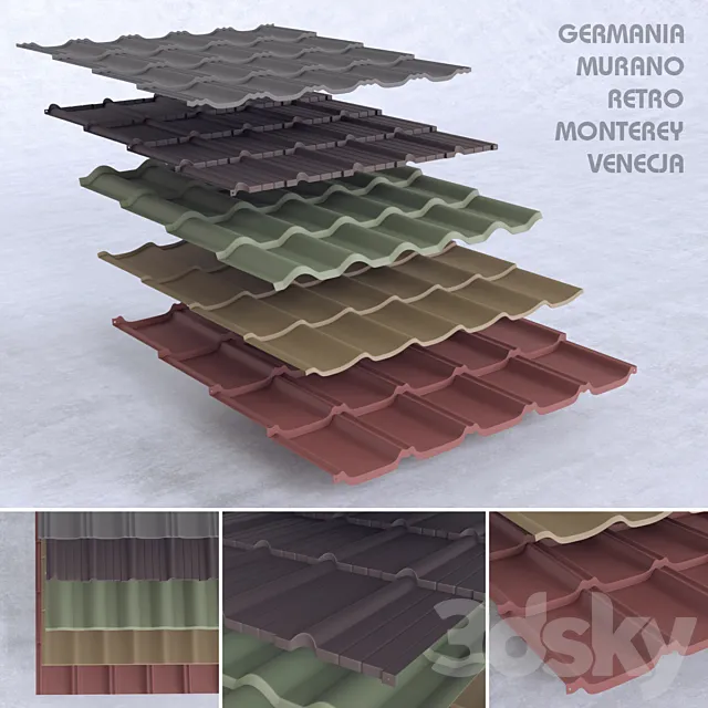Set of metal tile 3D Model