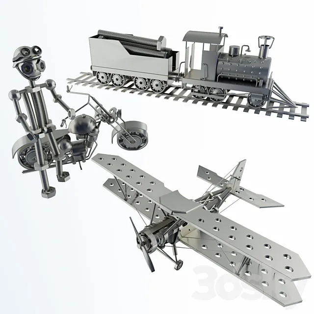 Set of metal toys 3D Model Set of metal toys 3D Model