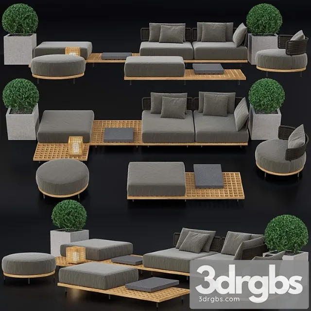 Set of minotti quadrado furniture 2 3D Model Download