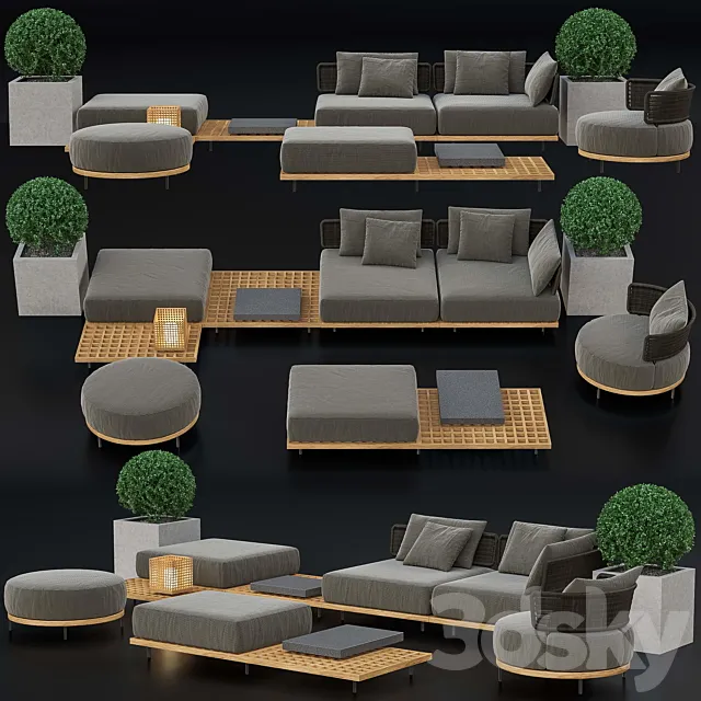 Set of Minotti Quadrado furniture 3D Model