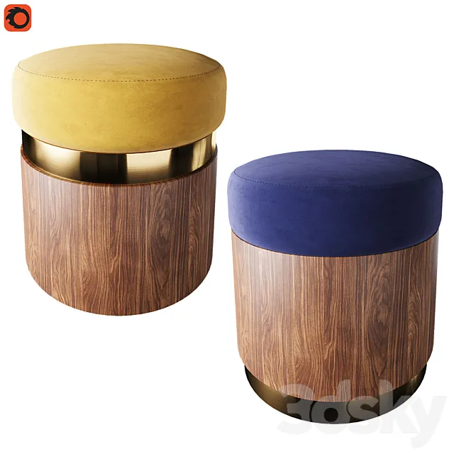 Set of modern ottomans_6 3D Model