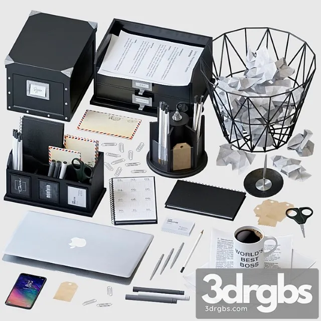 Set of Office Accessories 3D Model Download Set of Office Accessories 3D Model Download