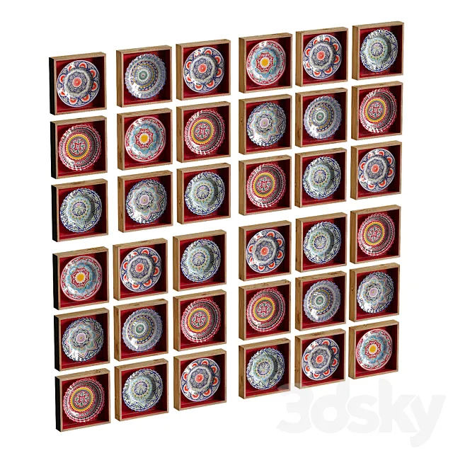 Set of oriental plates 3D Model