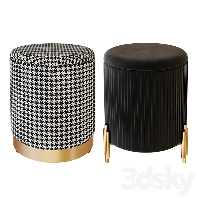 Set of ottomans 01 3D Model Set of ottomans 01 3D Model