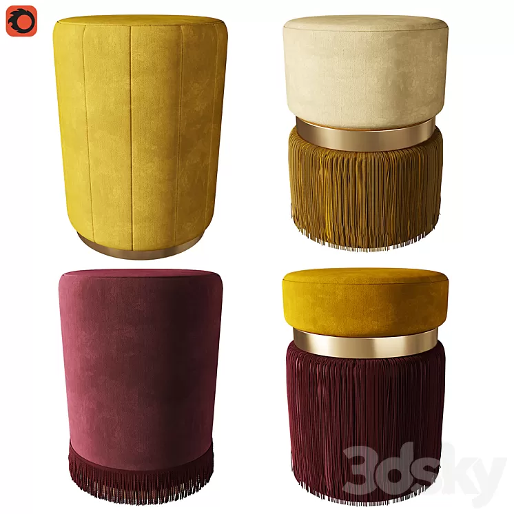 Set of ottomans 2 3D Model Set of ottomans 2 3D Model