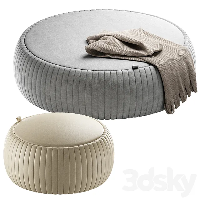 set of ottomans Plisse 3D Model