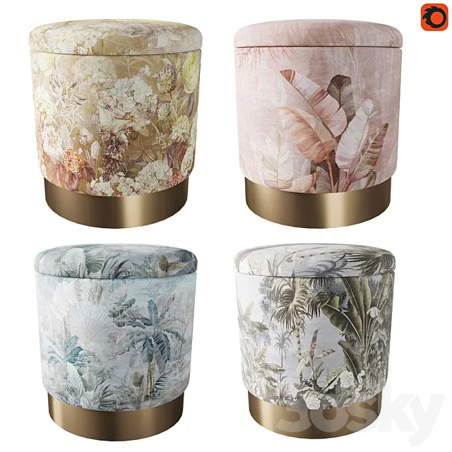 Set of ottomans_4 3DModel Set of ottomans_4 3DModel