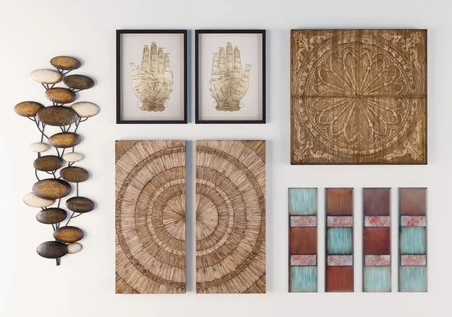 Set of paintings and decorations for walls 3D Model