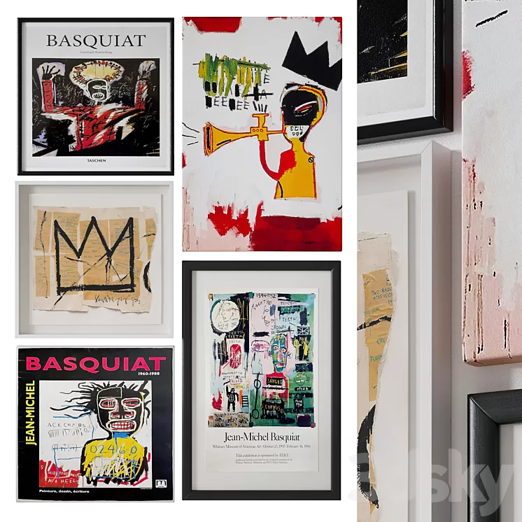 Set of paintings \/ Basquiat 3D Model Free Download