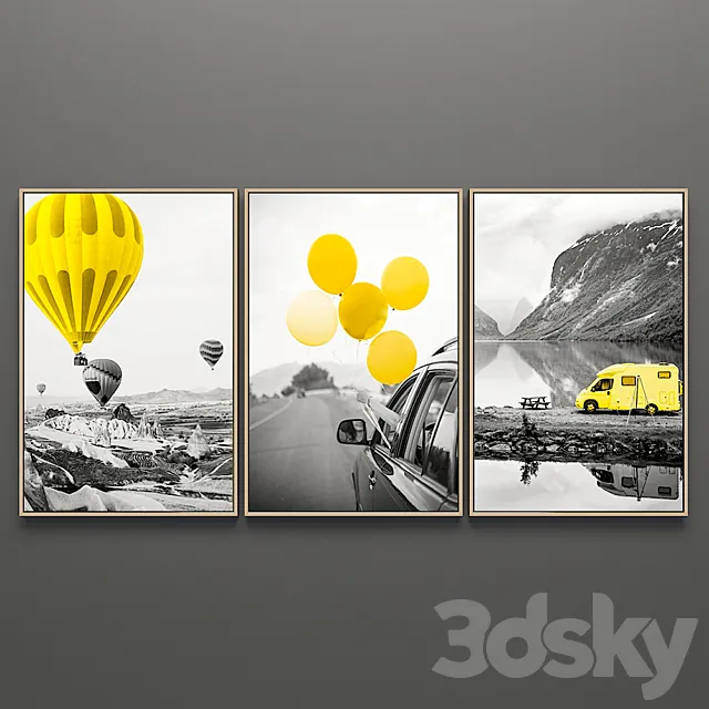 Set of paintings triptych 116 3D Model