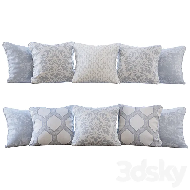 Set of pillows with Jab Damasco 01 fabrics (Pillows Jab Damasco 01 YOU) 3D Model Set of pillows with Jab Damasco 01 fabrics (Pillows Jab Damasco 01 YOU) 3D Model