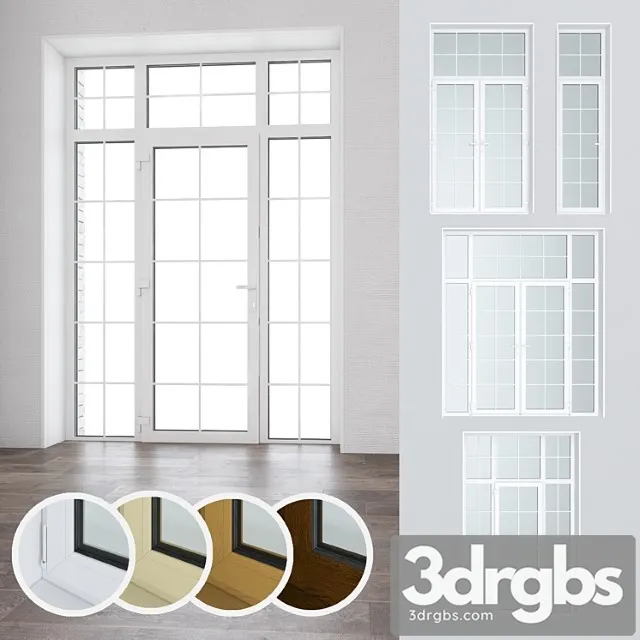 Set of plastic doors and windows 16 3D Model Download