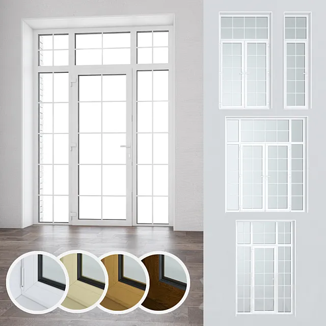 Set of plastic doors and windows 16 3D Model