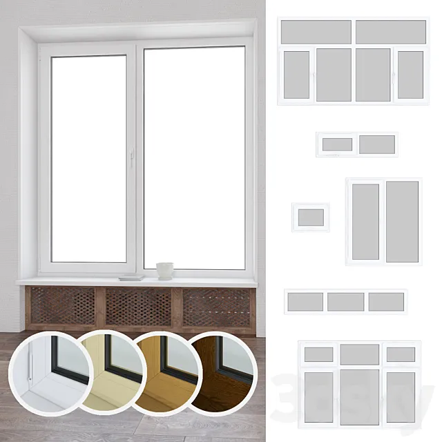 Set of plastic windows 01 3D Model
