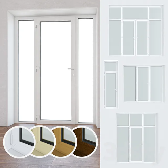 Set of plastic windows and doors 10 3D Model