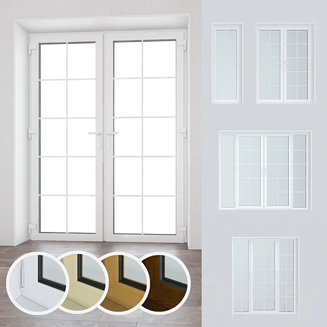 Set of plastic windows and doors 15 3D Model