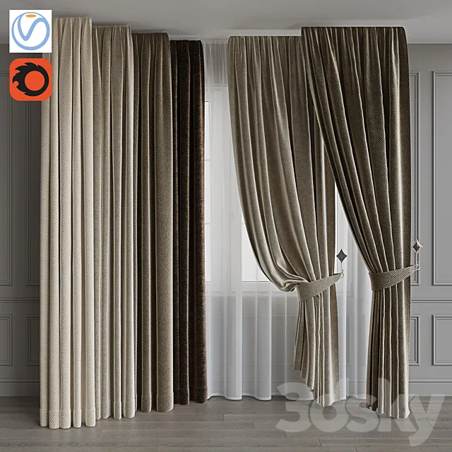 Set of portieres 34. Beige scale 3D Model Set of portieres 34. Beige scale 3D Model