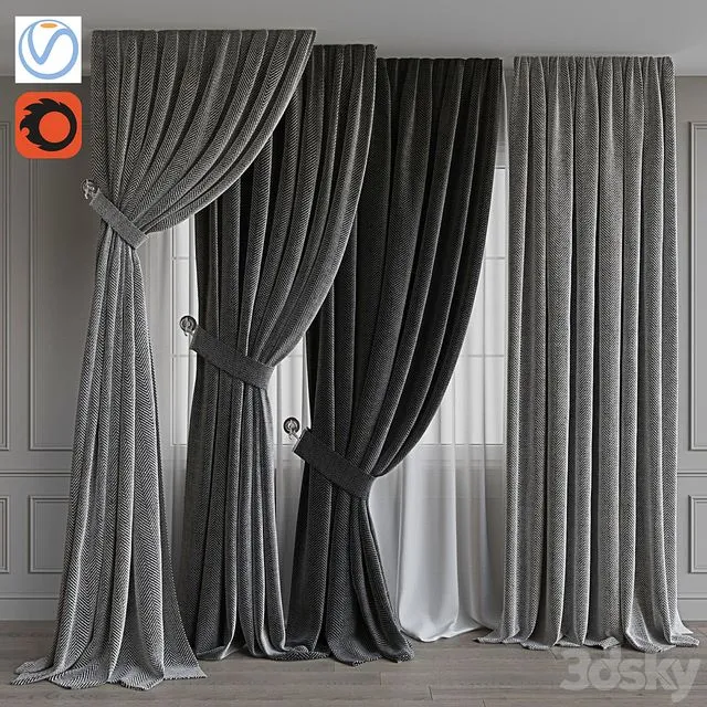 Set of portieres 38. Gray scale 3D Model Set of portieres 38. Gray scale 3D Model