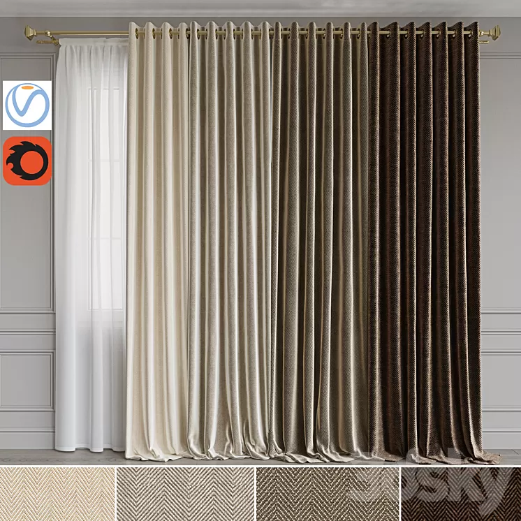 Set of portieres 43. Beige scale 3D Model Set of portieres 43. Beige scale 3D Model