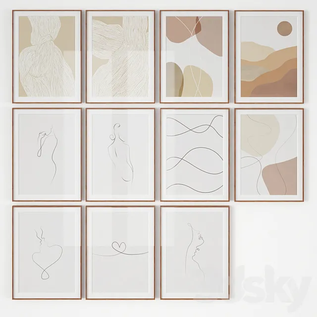 Set of posters “Abstraction and lines” 3D Model