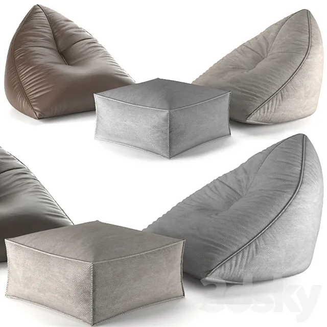 Set of poufs SAIL POUF TAUPE 3DModel Set of poufs SAIL POUF TAUPE 3DModel