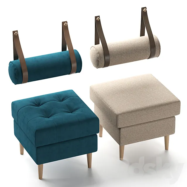 Set of poufs Siteno and Deans in 6 colors (Barhat Blue _ Ocean _ Gray; Textile Yellow _ Blue _ Light) from Divanru 3DModel Set of poufs Siteno and Deans in 6 colors (Barhat Blue _ Ocean _ Gray; Textile Yellow _ Blue _ Light) from Divanru 3DModel