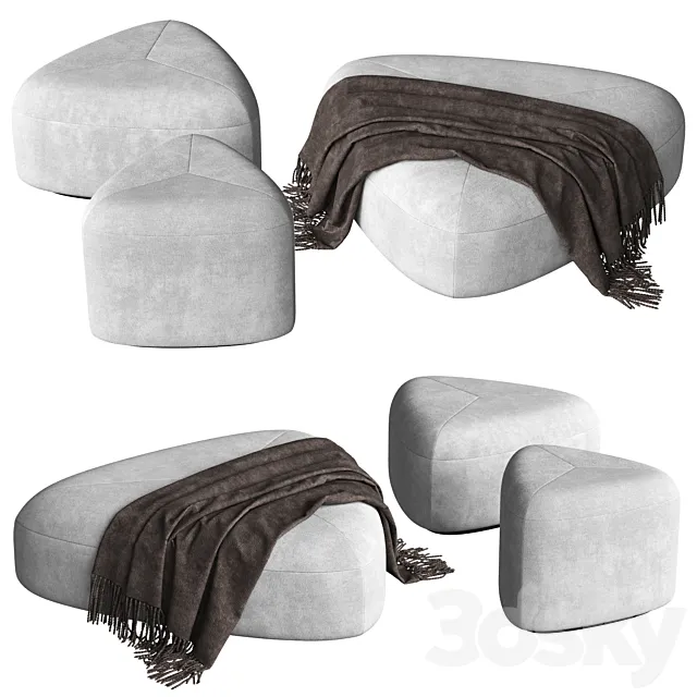 Set of poufs “Stone” 3D Model Set of poufs “Stone” 3D Model