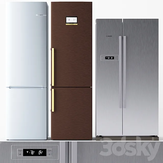 Set of refrigerators BOSCH 2 3D Model Set of refrigerators BOSCH 2 3D Model