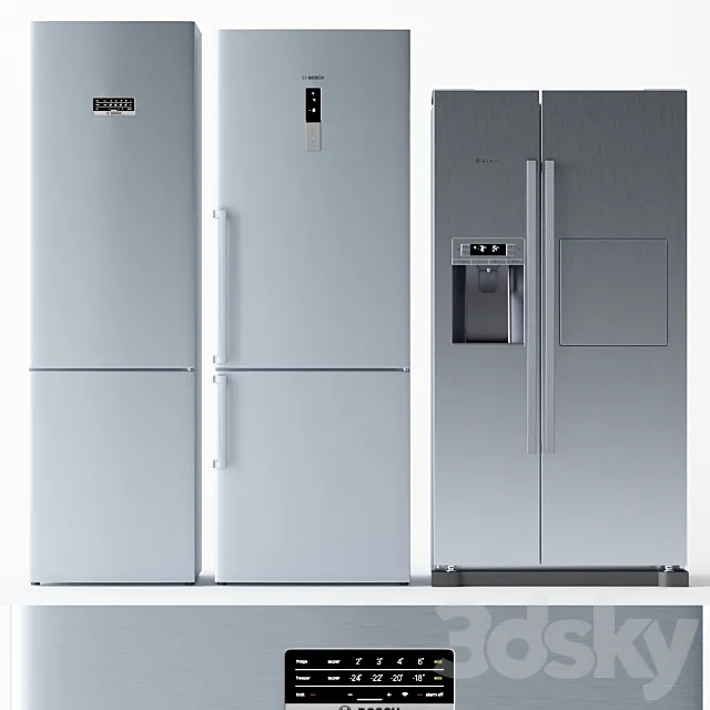 Set of refrigerators BOSCH 3D Model Set of refrigerators BOSCH 3D Model