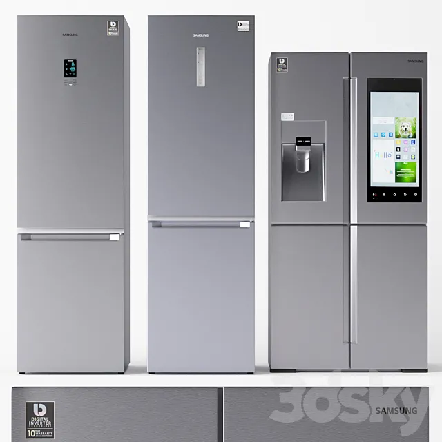 Set of refrigerators Samsung 2 3D Model Set of refrigerators Samsung 2 3D Model