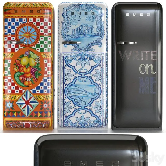 Set Of Refrigerators SMEG 3D Model Set Of Refrigerators SMEG 3D Model