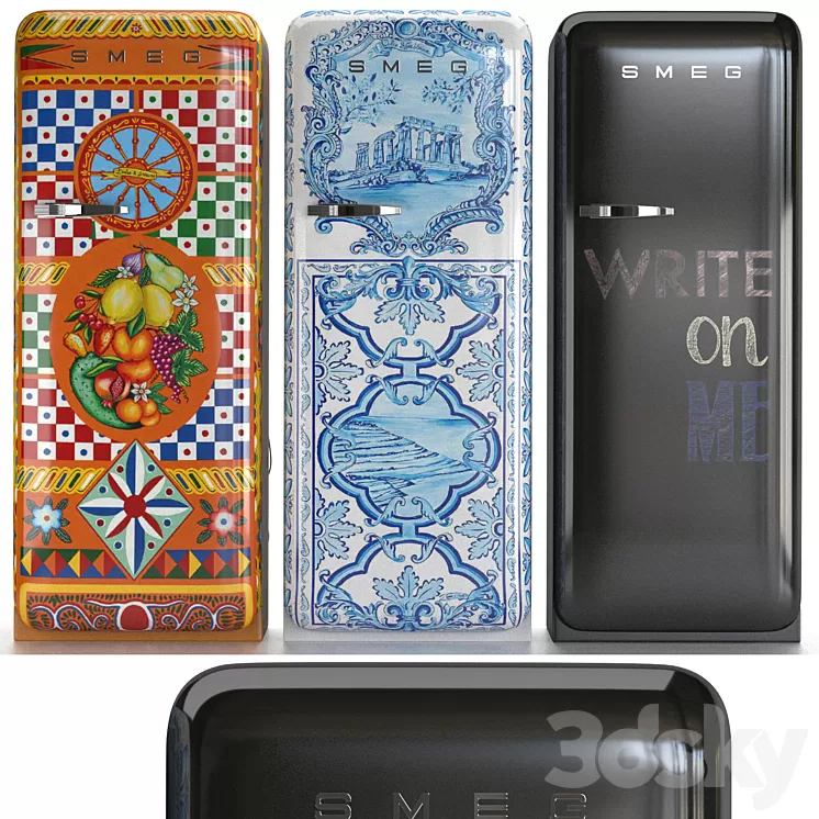 Set of refrigerators SMEG 3D Model