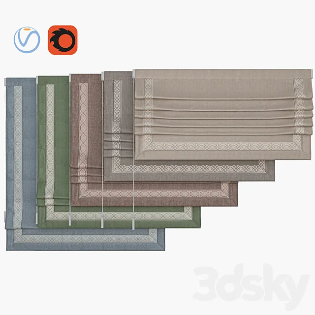 Set of Roman blinds 14 3D Model