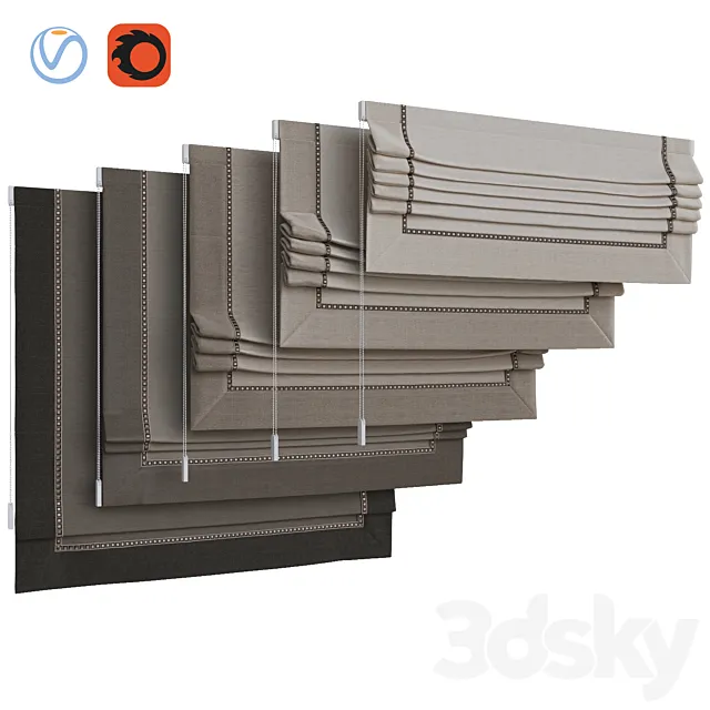 Set of Roman blinds 17 3D Model