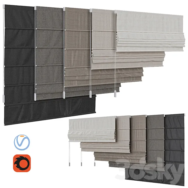 Set of Roman blinds 6 3D Model Set of Roman blinds 6 3D Model