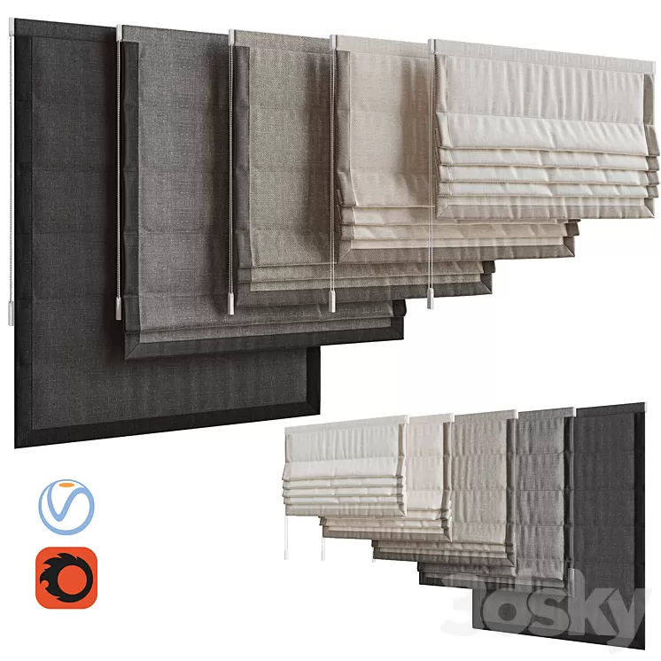 Set of Roman blinds 7 3D Model Set of Roman blinds 7 3D Model