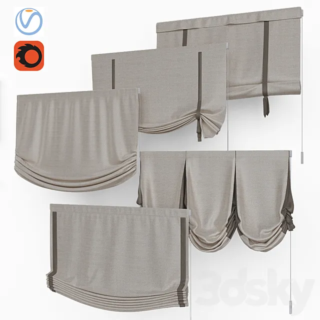 Set of Roman blinds 9 3D Model
